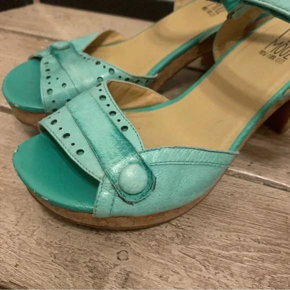 Miz Mooz Cookie Ankle Heeled Platform Leather Sandals 8 - Picture 5 of 11